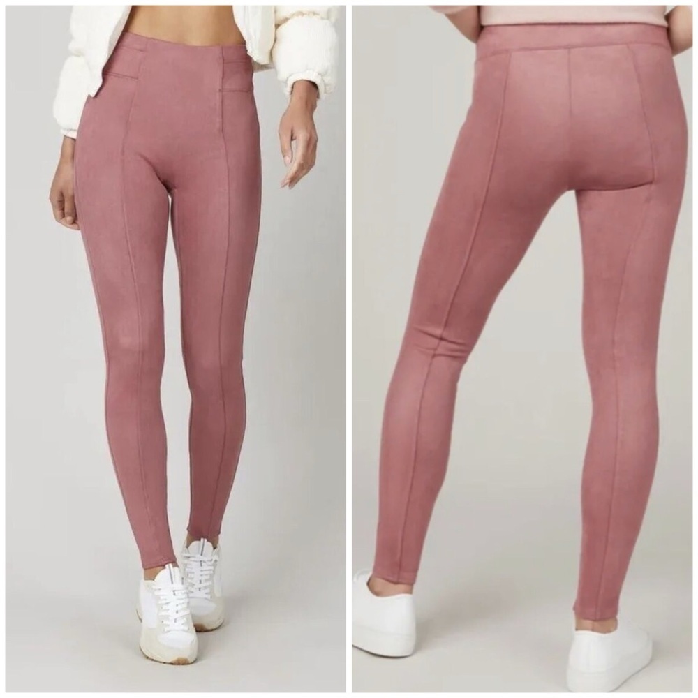 NWT SPANX Faux Suede High Waisted Leggings Womens Small S Rich Rose